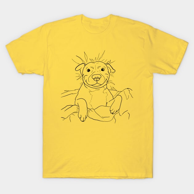 Cute goofy Pittbull line art dog illustration T-Shirt by illograph